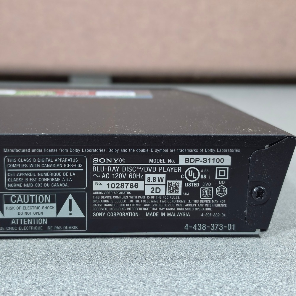 Sony Blu-ray DVD Player BDP-S1100 Black, Remote Included Streaming USB - Picture 11 of 11